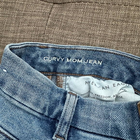 American Eagle Outfitters Medium Wash Distressed Curvy Mom Jeans - Picture 10 of 10